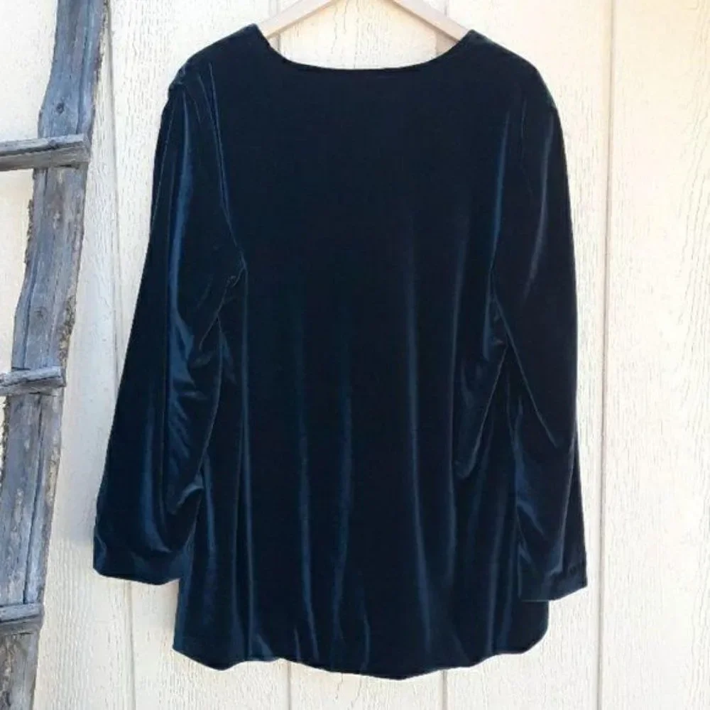 Vintage Cardigan Velour Jacket Formal Plunging V Hook Closure‎ Forest Green Sz1X